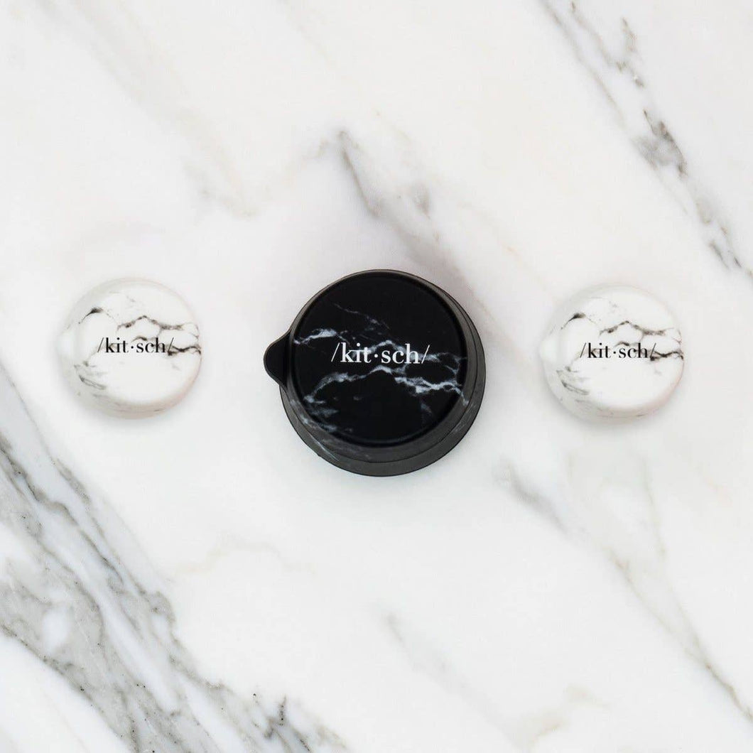 Refillable Silicone Jars 3PC Set - Black & White Marble