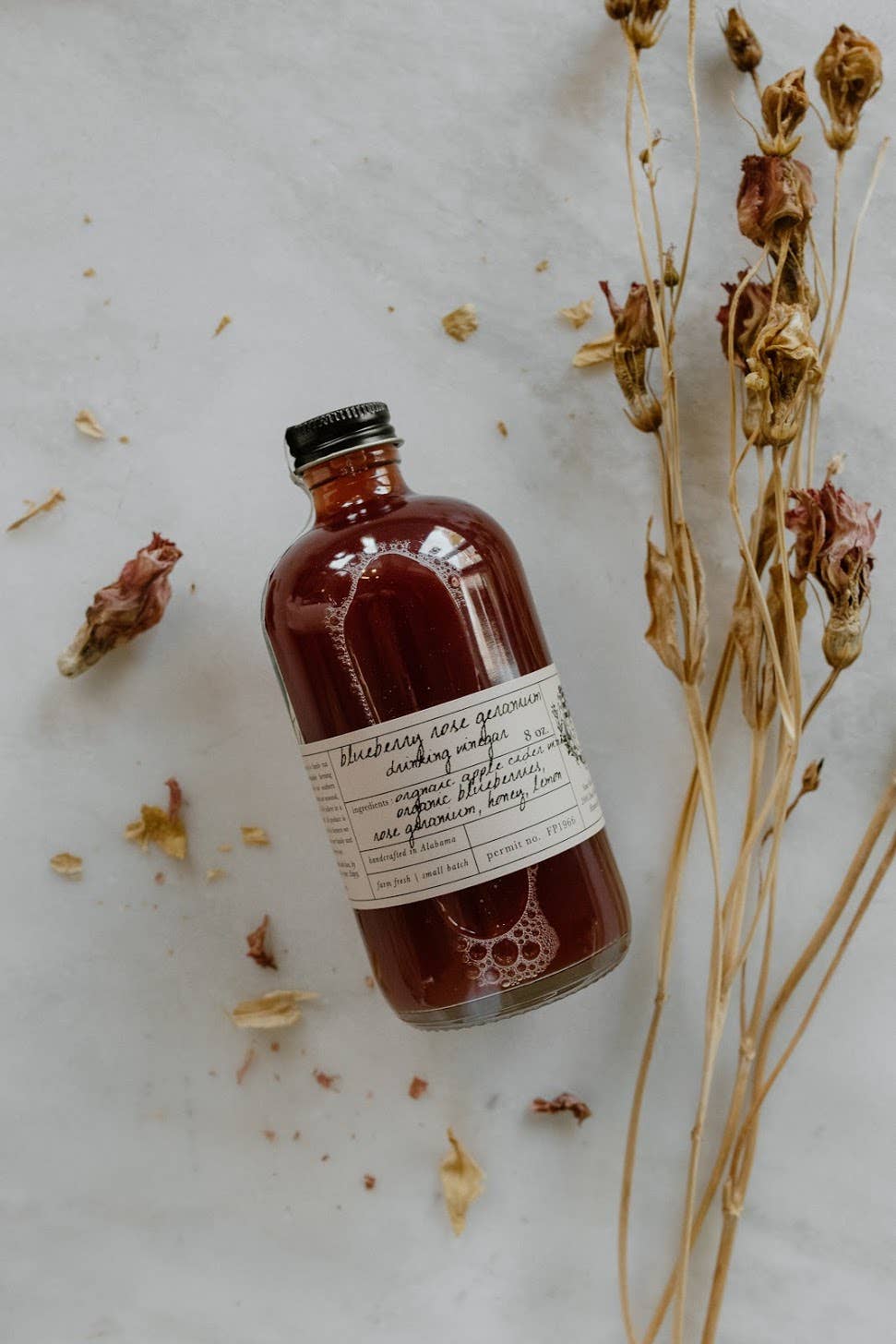 Blueberry Rose Geranium Drinking Vinegar