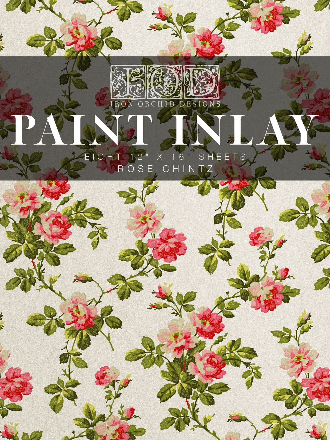 ROSE CHINTZ IOD PAINT INLAY 12×16 PAD