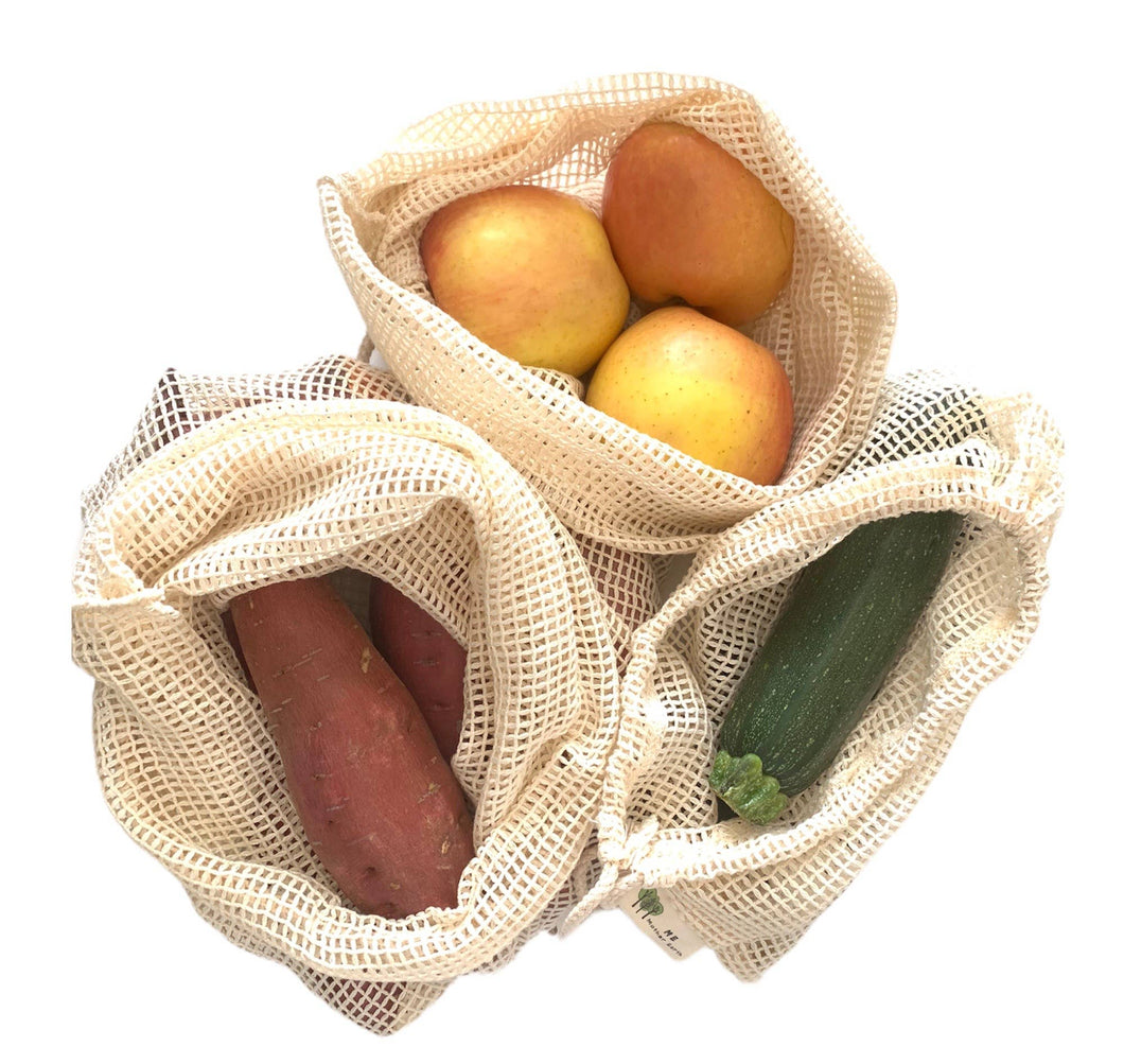 Cotton Mesh Produce Bags- 3 Pack